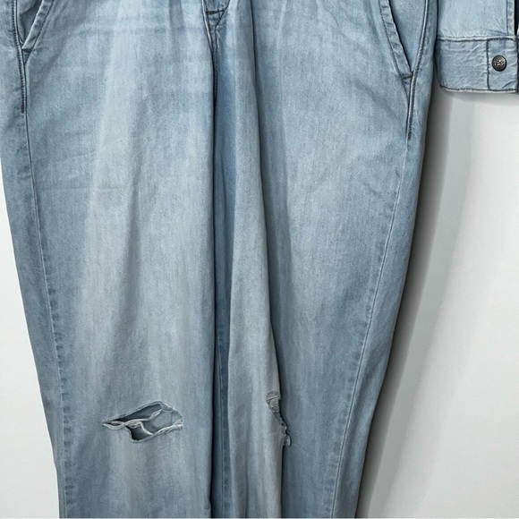 Lee Coveralls Jumpsuit Union All Denim Jeans Light Wash Long Sleeve Distressed M - Picture 16 of 16